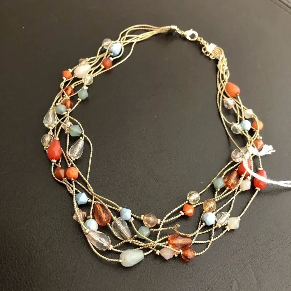Gold Multistrand Delicate Beaded Necklace